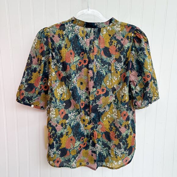Trovata Birds Of Paradis Dakota Blouse Floral Deep Bramble Short Sleeve V Neck - Picture 3 of 9